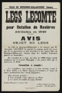 Legs Lecomte pour dotation de Rosières : attribution en 1940,