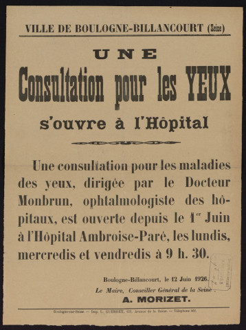 Une consultation pour les yeux,