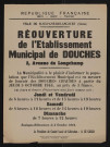 Réouverture de l'établissement municipal de douches 2 avenue de Longchamp,