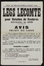 Legs Lecomte pour dotation de Rosières : attribution en 1939,