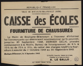 Caisse des écoles : fourniture de chaussures,