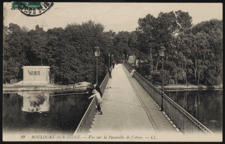 Boulogne-sur-Seine: vue sur la passerelle de l'Avre (s.d.).