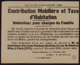 Contribution mobilière et taxe d'habitation : déductions pour charges de famille,