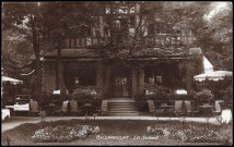 Billancourt - Le Select, Boulogne-Billancourt - quai de Stalingrad . - Hôtel-Restaurant Le Select - Vue intérieure des jardins, au premier plan. Au second plan, la façade côté jardins du bâtiment