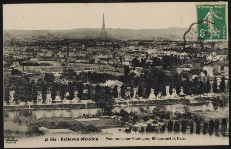41 bis - Bellevue-Meudon: panorama sur Boulogne-Billancourt et Paris.