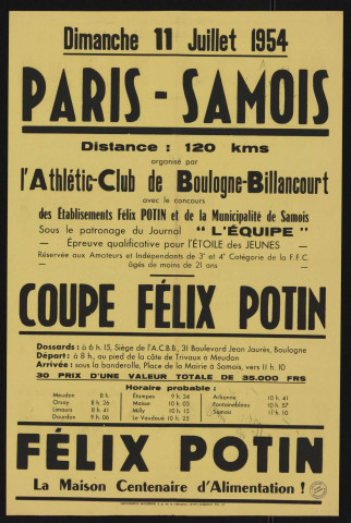 Paris-Samois, 120 kms : coupe Félix Potin,