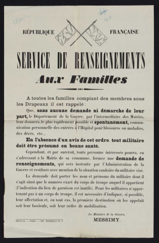 Service de renseignements aux familles,