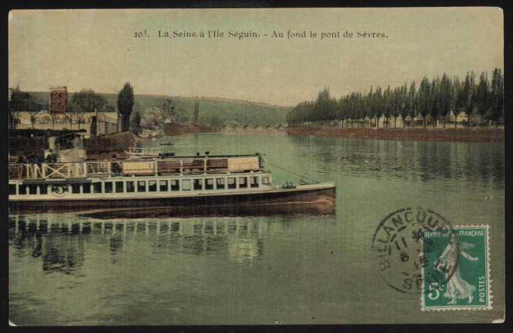 203 - La Seine à l'Île Seguin: au fond le pont-de-Sèvres.
