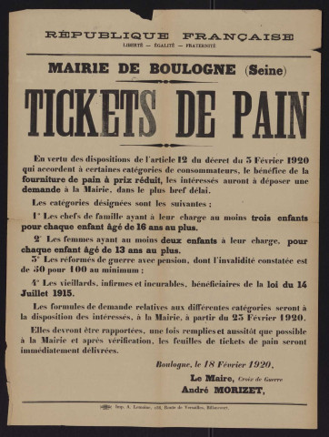 Tickets de pain,