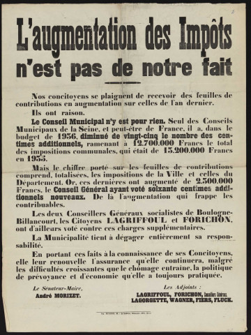 L'augmentation des impôts n'est pas de notre fait,