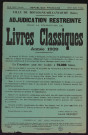 Adjudication restreinte pour la fourniture des livres classiques année 1939,