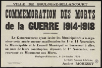 Commémoration des morts de la guerre 1914-1918,