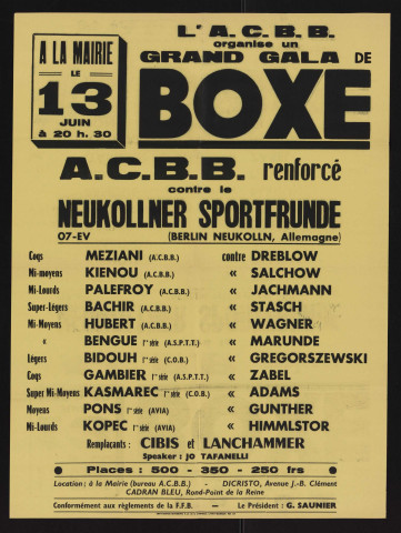 L'ACBB organise un grand gala de boxe : ACBB renforcé contre Neukollner Sportfrunde,