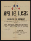 Appel des classes : composition du contingent à incorporer en septembre et octobre 1939,