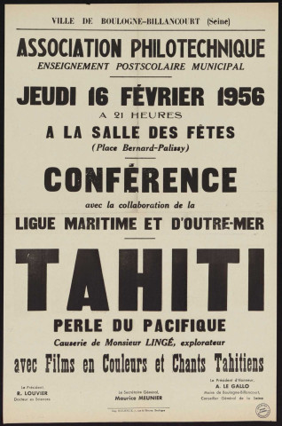 Association philotechnique : [conférence] "Tahiti",