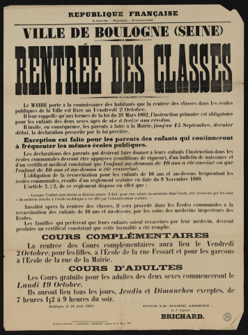 Rentrée des classes ,