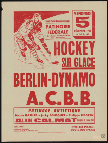 Hockey sur glace, Berlin-Dynamo [contre] ACBB,