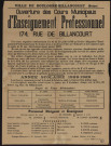 Ouverture des cours municipaux d'enseignement professionnel 174 rue de Billancourt,