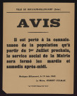 Avis [concernant les horaires du service social municipal],