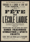 Fête de l'école laïque [au stade Coubertin les] vendredi 14 et samedi 15 juin 1957,