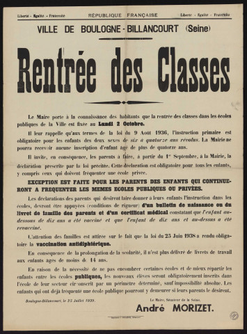 Rentrée des classes ,