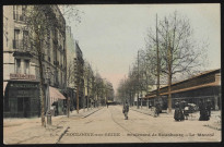 9 - Boulogne-sur-Seine - Boulevard de Strasbourg - Le marché, Boulogne-Billancourt . boulevard Jean Jaurès . - perspectiveA droite le marché Escudier. A gauche la pharmacie centrale Sireygeol