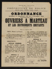 Ordonnance modifiant et complétant celle du 6 novembre 1862 concernant les ouvriers à marteau et les instruments bruyants,