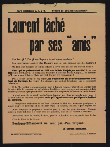 Laurent lâché par ses "amis",