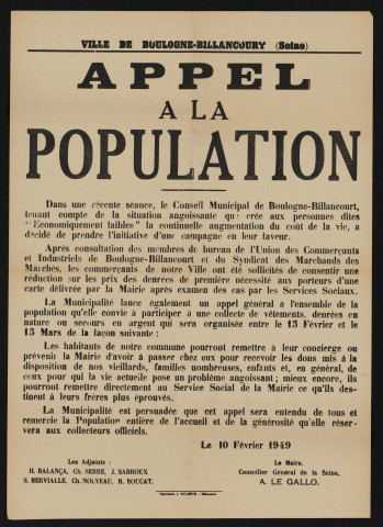 Appel à la population é,