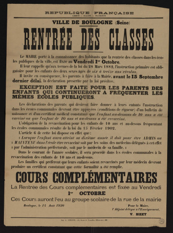 Rentrée des classes,