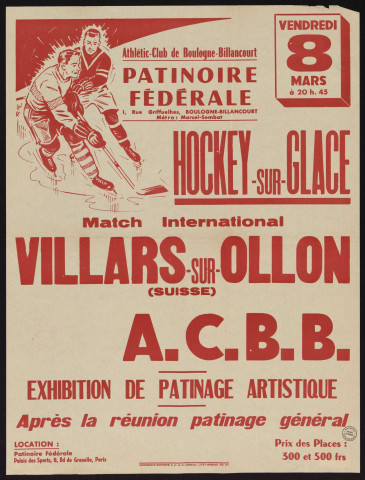 Hockey sur glace, Villars-sur-Ollon [contre] ACBB,