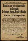 Acquisition par voie d'expropriation des propriétés Gouttenègre, Muquet, Potelle et Monsion [pour dégager les abords de l'Hôtel de ville] : avis d'enquête,