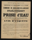 Etablissement d'une prise d'eau sur la rive de la Seine en aval du pont de Sèvres : avis d'enquête,