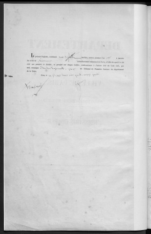 Naissance, enregistrement : Registre de 1885