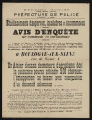 Avis d'enquête de commodo et incommodo : rue de Seine 3, Société des Brevets Wattel : installation d'un atelier d'essais de moteurs d'aéroplanes dont la puissance pourra atteindre 500 chevaux.