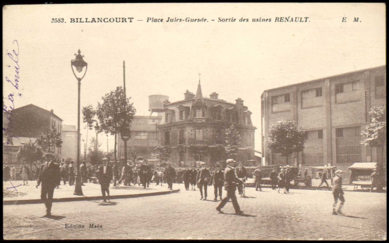 3583 - Billancourt - Place Jules Guesde - Sortie des usines Renault, Boulogne-Billancourt . place Jules Guesde . - Renault, sortie des ouvriers