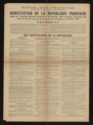 Constitution de la République française : des institutions de la République,