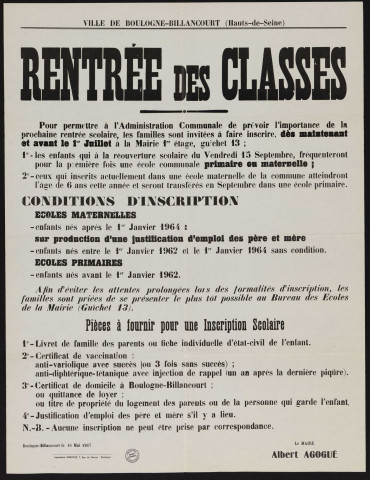 Rentrée des classes ,