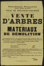 Vente d'arbres et de matériaux de démolition,