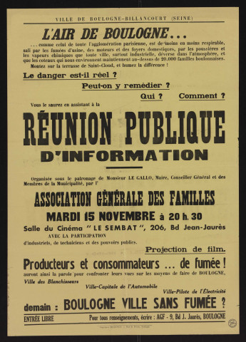 Réunion publique d'information sur [la pollution de l'air],