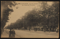 Billancourt - Av. Ed.-Vaillant anc. Route de Versailles, Boulogne-Billancourt . avenue Edouard Vaillant ou du Général Leclerc . - perspectiveAu premier plan, à gauche, deux femmes. Sur le trottoir de droite, un café.