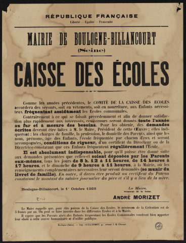 Caisse des écoles é,