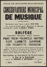 Conservatoire municipal de musique : inscriptions pour l'année scolaire 1957-1958,