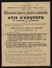 Avis d'enquête de commodo et incommodo : quai du Point-du-Jour 27, Société anonyme des Usines Renault : installation de quatre dépôts de liquides inflammables, d'un dépôt d'alcool éthylique et d'un atelier pour l'emploi des liquides inflammables de la 1re catégorie en vue de la préparation de mélanges ou de peintures ou vernis.