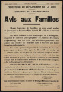 Avis aux familles [au sujet des jeunes de 14 à 18 ans et à la création de centres d'apprentissage],