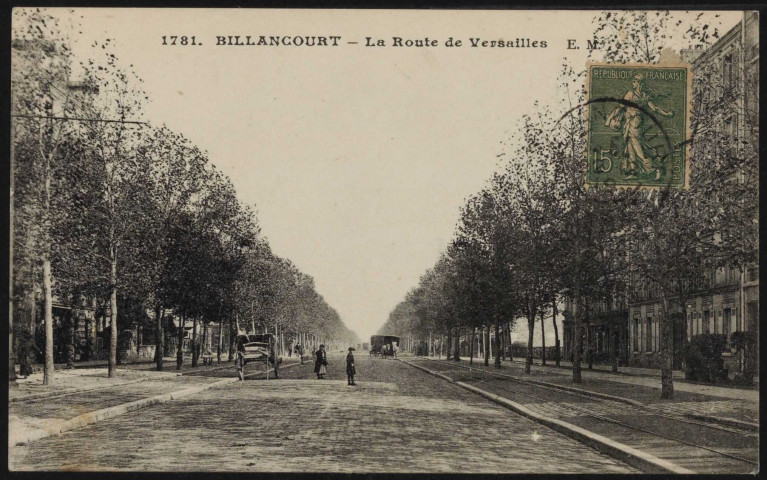 1781 - Billancourt - La Route de Versailles, Boulogne-Billancourt . avenue Edouard Vaillant ou avenue du Général Leclerc . - perspective