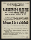 Organisation d'un patronage-garderie dans les écoles primaires communales pendant les grandes vacances de 1957,