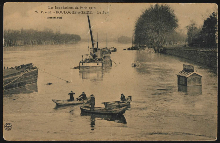 26 - Boulogne sur-Seine. - Le Port: les inondations de Paris 1910.