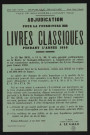 Adjudication pour la fourniture des livres classiques pendant l'année 1959,