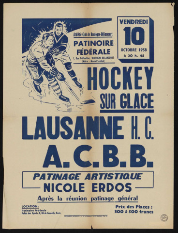 Hockey sur glace, Lausanne HC [contre] ACBB,